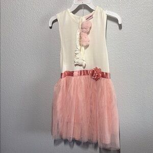 Little Lass Cream and Pink Formal Dress